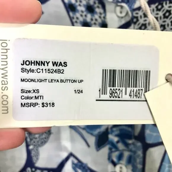 Johnny Was Moonlight Leya Button Up Cupra Multiprint Patchwork Pattern Size XS - Picture 4 of 9